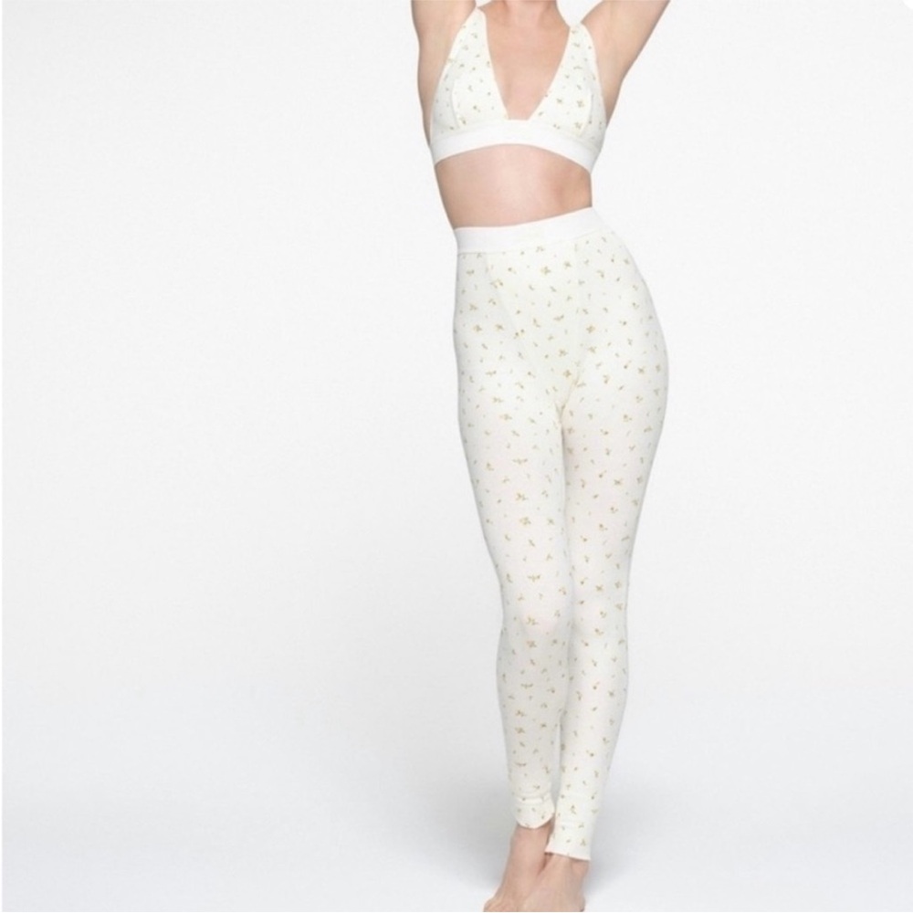 SKIMS Marigold Rosebud Cotton Ribbed Leggings